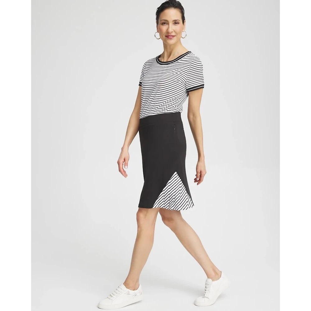 Chico's Zenergy UPF Knit Side Pleat Skort Black White (Chico's 0 / US S)